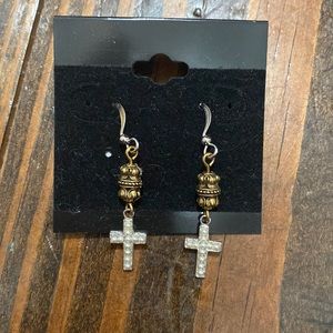 Pearl Cross Earrings